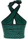 Trendyol Black-Green Crop Knitted Window/Cut Out Detailed Animal Print Bustier