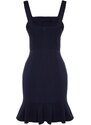 Trendyol Navy Blue Pleated A-line/Bell Form Mini Woven Dress