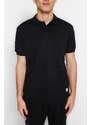 Trendyol Black Regular/Regular Fit Short Sleeve Label Appliqué Polo Neck T-shirt