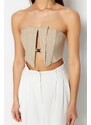 Trendyol Beige Crop Lined Woven Accessoried Bustier