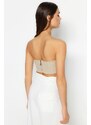 Trendyol Beige Crop Lined Woven Accessoried Bustier