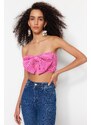 Trendyol Pink Crop Knitted Textured Bustier