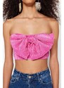 Trendyol Pink Crop Knitted Textured Bustier