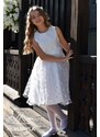 Dívčí luxusní šaty Blanka GRA - 147 smetanové