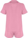 Trendyol Pink Banana Embroidered Shirt-Shorts Woven Pajama Set