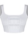 Trendyol White Corset Detail Fitted/Simple Crop Square Collar Ribbed Flexible Knitted Bustier