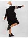 Fashionhunters Ecru-černá mikina basic plus size šaty s kapucí