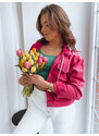 BASIC Fuchsiová krátká košilová bunda s kapucí MAGNOLIA Tmavě růžová