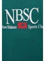 Bavlněná mikina New Balance pánská, zelená barva, s potiskem