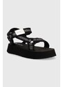 Sandály Calvin Klein Jeans PREFRESATO SANDAL WEBBING XRAY dámské, černá barva, na platformě, YW0YW00969