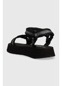 Sandály Calvin Klein Jeans PREFRESATO SANDAL WEBBING XRAY dámské, černá barva, na platformě, YW0YW00969