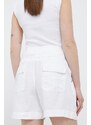 Plátěné kraťasy Lauren Ralph Lauren bílá barva, hladké, high waist