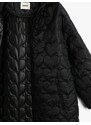 Koton Heart prošívaný dlouhý kabát s kapucí