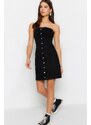 Trendyol Black Front Buttoned Mini Denim Dress