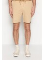 Trendyol Limited Edition Beige Regular 100% Cotton Label Detail Textured Shorts