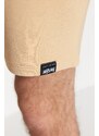 Trendyol Limited Edition Beige Regular 100% Cotton Label Detail Textured Shorts