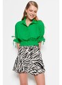 Trendyol Black Super Mini Woven Animal Pattern Short Skirt