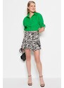 Trendyol Black Super Mini Woven Animal Pattern Short Skirt