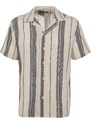 Trendyol Limited Edition Black Regular Fit Striped Textured Summer Shirt