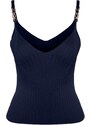 Trendyol Navy Blue Knitwear Blouse with Accessory Detail