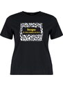 Trendyol Curve Black Crew Neck Printed Knitted T-Shirt