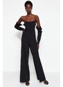 Trendyol Black Woven Piping Jumpsuit