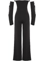 Trendyol Black Woven Piping Jumpsuit