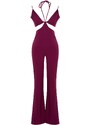 Trendyol Plum Lined Woven Jumpsuit with Window/Cut Out Detailed, piping