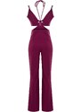 Trendyol Plum Lined Woven Jumpsuit with Window/Cut Out Detailed, piping