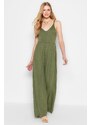 Trendyol Khaki Flowy Straps, Viscose Knitted Overalls