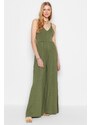 Trendyol Khaki Flowy Straps, Viscose Knitted Overalls