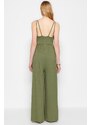 Trendyol Khaki Flowy Straps, Viscose Knitted Overalls