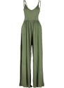 Trendyol Khaki Flowy Straps, Viscose Knitted Overalls