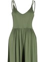 Trendyol Khaki Flowy Straps, Viscose Knitted Overalls