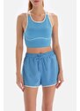 Dagi Light Blue Women's Sports Bra with Low Cut Back