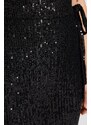 Trendyol černé vypasované večerní šaty s podšívkou detailních flitrových dlouhých večerních šatů