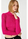 Koton Crop pletený svetr s vysokým límcem žebrovaný kašmír s texturou