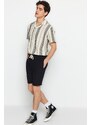 Trendyol Black Regular Fit Linen Look Shorts