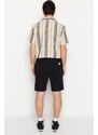 Trendyol Black Regular Fit Linen Look Shorts