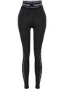 Trendyol X Sagaza Studio Black Stretchy Sports Tights with Piping Detailed and Push-Up Stitching.