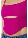 Trendyol Fuchsia Crop Lined Woven Window/Cut Out Detailed Bustier