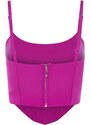 Trendyol Fuchsia Crop Lined Woven Window/Cut Out Detailed Bustier