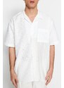 Trendyol Limited Edition White Oversize Brode Block Summer Shirt