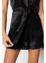 Trendyol Black Weave Satin Shorts Jumpsuit