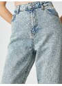 Koton High Waist Jeans Volný střih Light Slim Leg - Mom Jeans