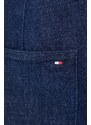 Džínové šortky Tommy Hilfiger dámské, tmavomodrá barva, hladké, high waist