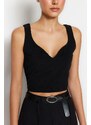 Trendyol Black Fitted Crepe Knitted Blouse With Sweetheart Collar