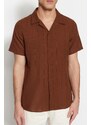 Trendyol Brown Regular Fit Linen Look Shirt