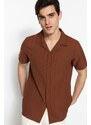 Trendyol Brown Regular Fit Linen Look Shirt