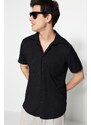 Trendyol Black Regular Fit Textured Summer Shirt